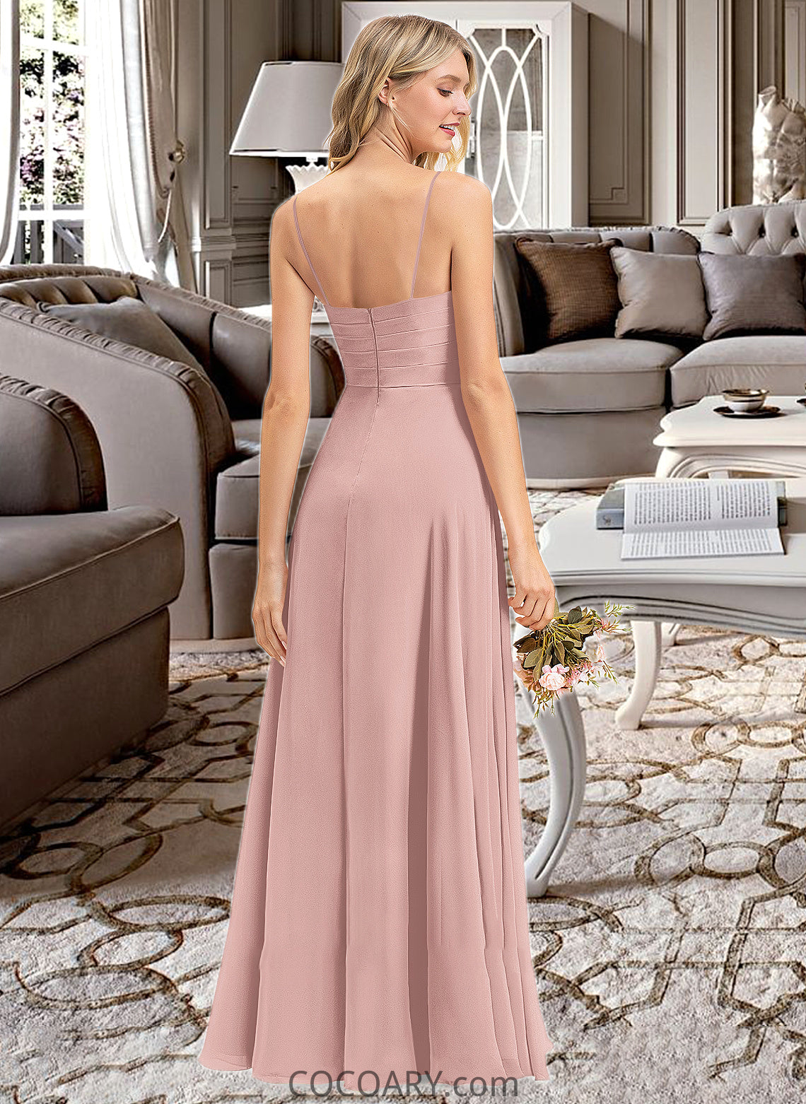 Pancy A-LineV-neckFloor-LengthChiffonBridesmaidDressWithRuffle#251358 DA8P0012849