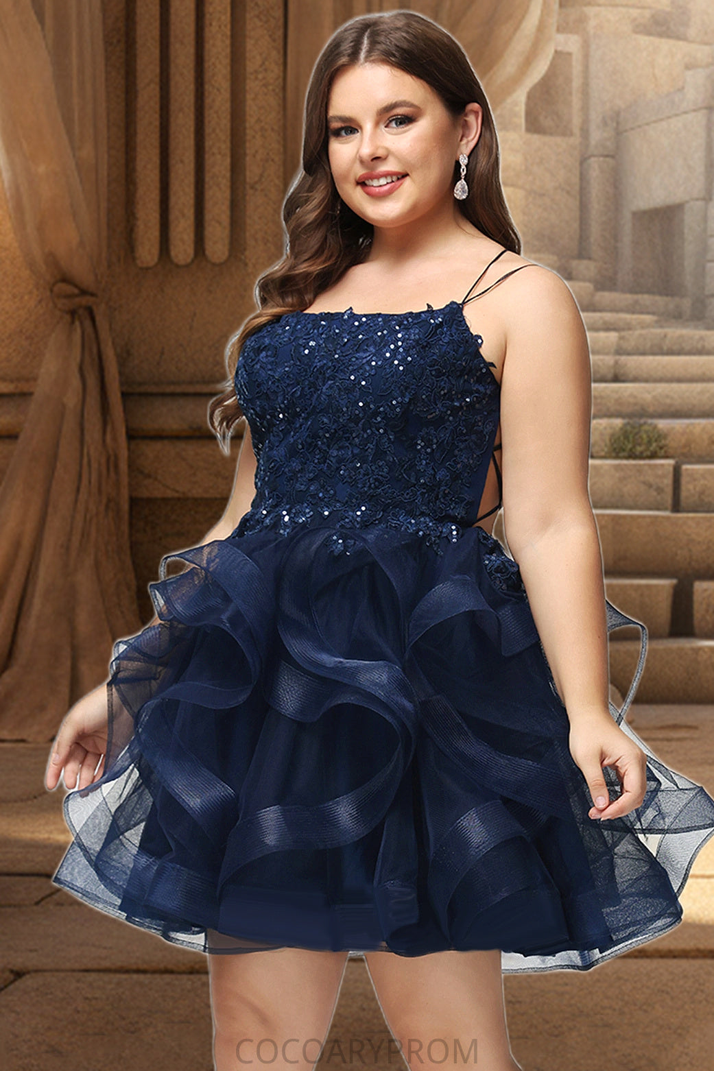 Rosemary Ball-Gown/Princess Scoop Short/Mini Lace Tulle Homecoming Dress With Sequins DA8P0020510