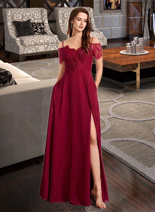 Evangeline A-Line V-neck Floor-Length Bridesmaid Dress DA8P0013000