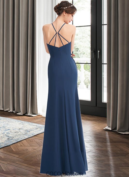 Angie A-Line Halter Floor-Length Bridesmaid Dress With Ruffle Split Front DA8P0013048