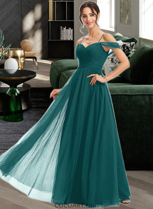 Norah A-Line V-neck Floor-Length Bridesmaid Dress With Ruffle DA8P0013072