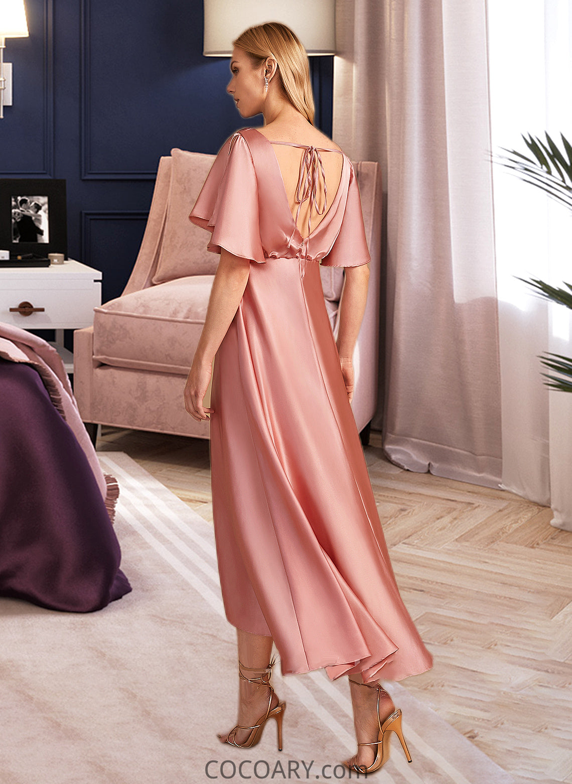 Cloe A-Line High Neck Asymmetrical Bridesmaid Dress DA8P0013138