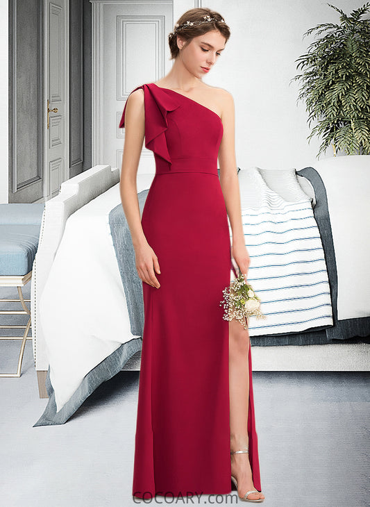 Setlla Sheath/Column One-Shoulder Floor-Length Stretch Crepe Bridesmaid Dress With Split Front DA8P0013153