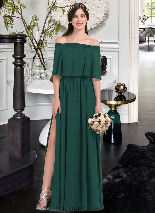 Felicity A-Line Off-the-Shoulder Floor-Length Chiffon Bridesmaid Dress With Split Front DA8P0013192