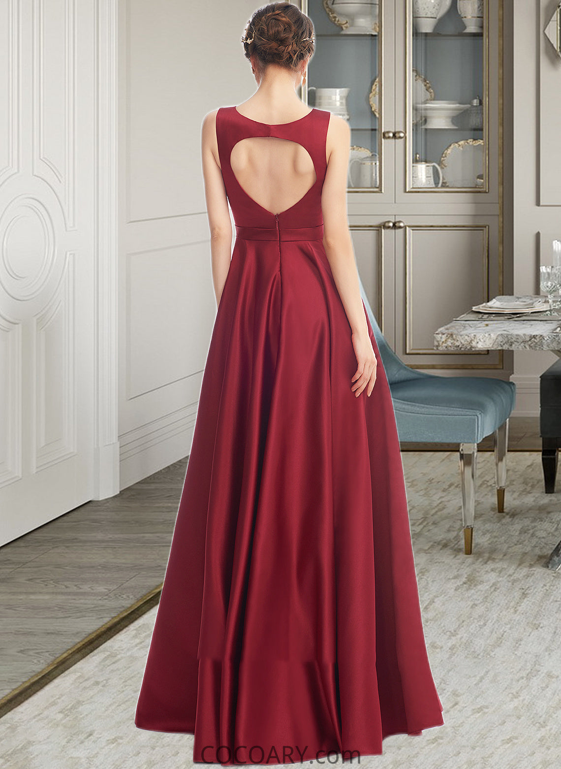 Karlie A-Line Scoop Neck Floor-Length Bridesmaid Dress DA8P0013198