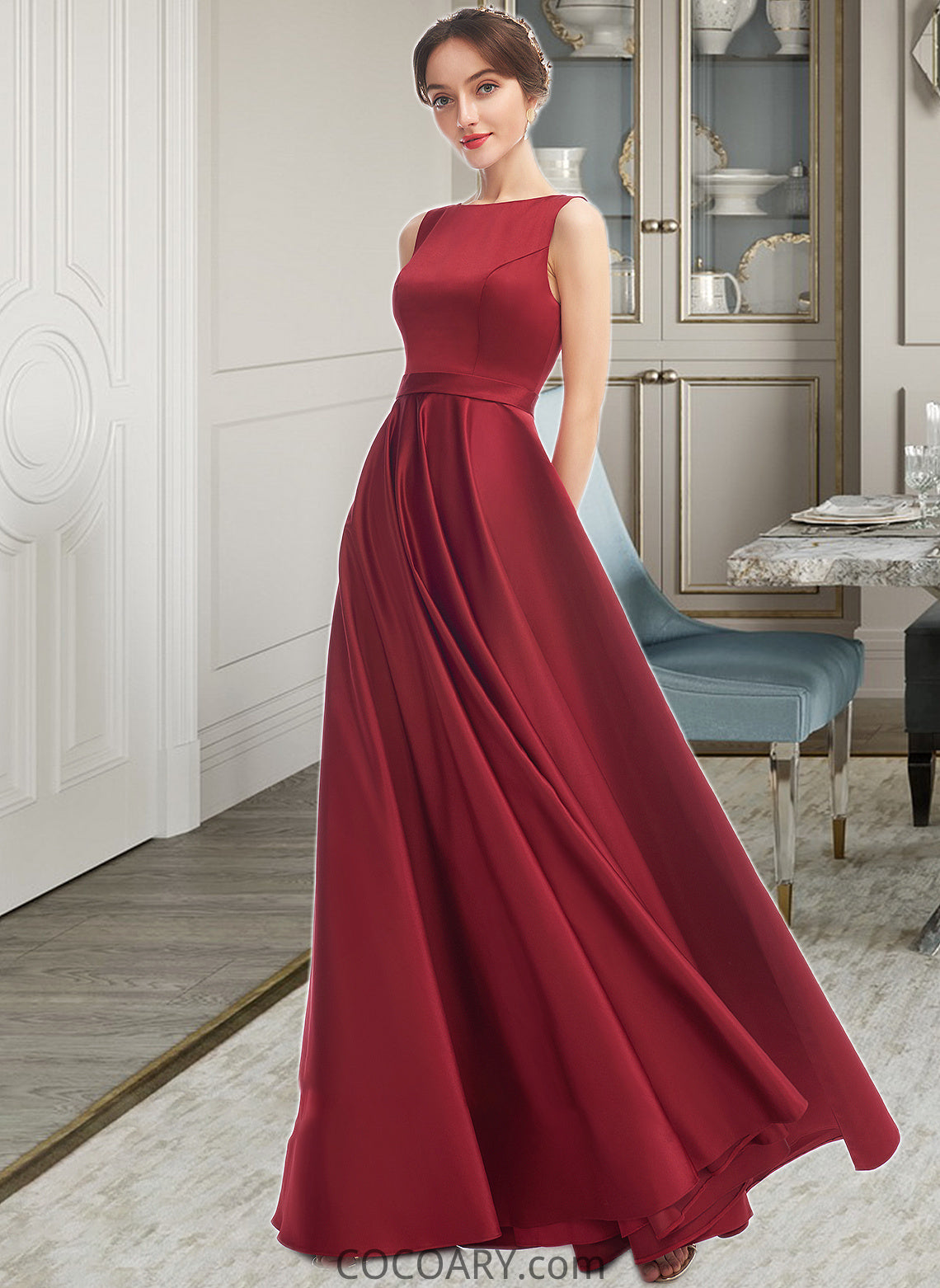 Karlie A-Line Scoop Neck Floor-Length Bridesmaid Dress DA8P0013198