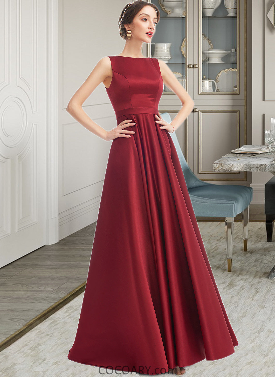 Karlie A-Line Scoop Neck Floor-Length Bridesmaid Dress DA8P0013198