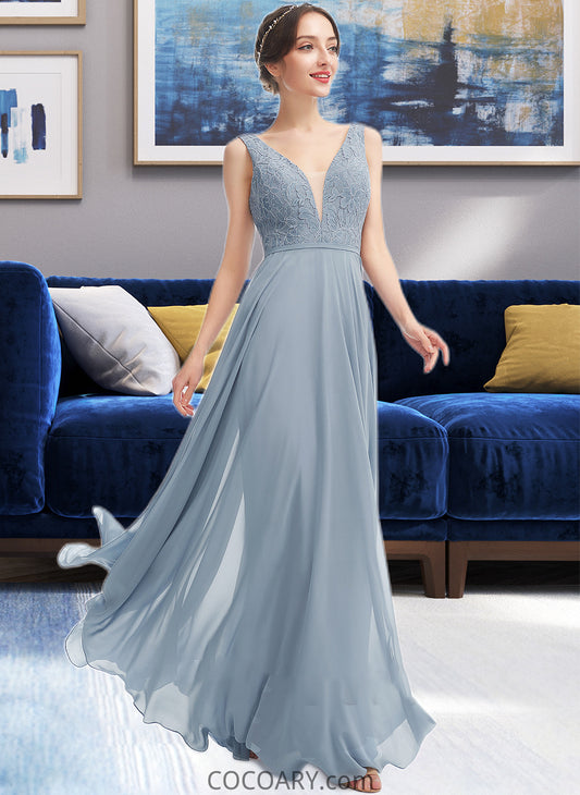 Kenzie A-Line V-neck Floor-Length Bridesmaid Dress DA8P0013199