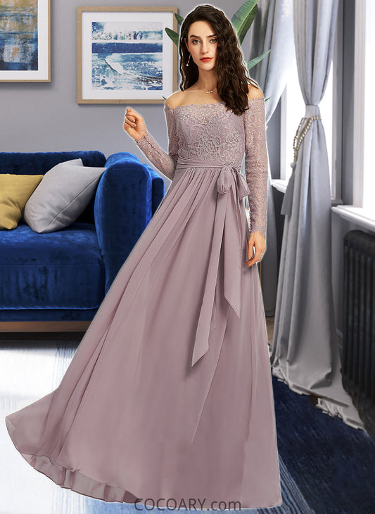 Diamond A-Line Off-the-Shoulder Floor-Length Bridesmaid Dress DA8P0013200