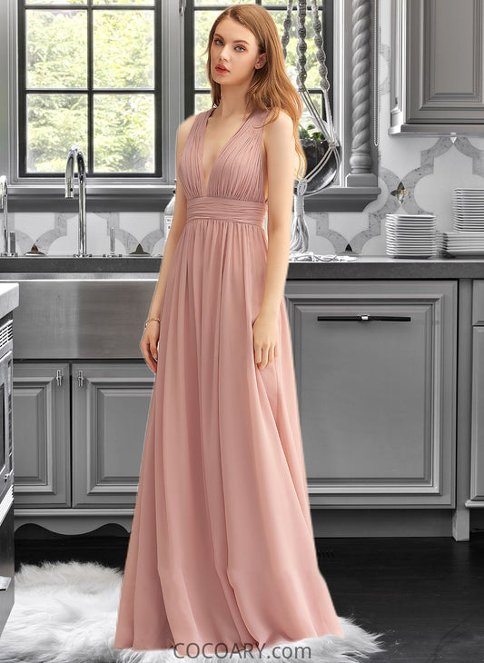 Yesenia A-LineV-neckFloor-LengthChiffonBridesmaidDressWithSplitFront#251361 DA8P0013235