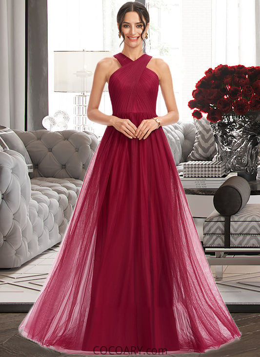 Ariella A-Line Halter Floor-Length Bridesmaid Dress With Ruffle DA8P0013274