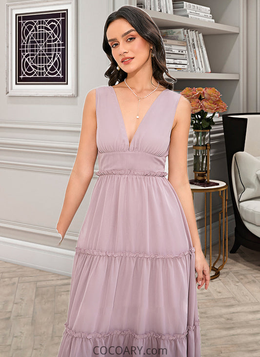 Jazlynn A-LineV-neckTea-LengthBridesmaidDress#273655 DA8P0013290