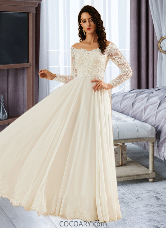 Haylee A-Line Off-the-Shoulder Sweep Train Wedding Dress With Lace DA8P0013734