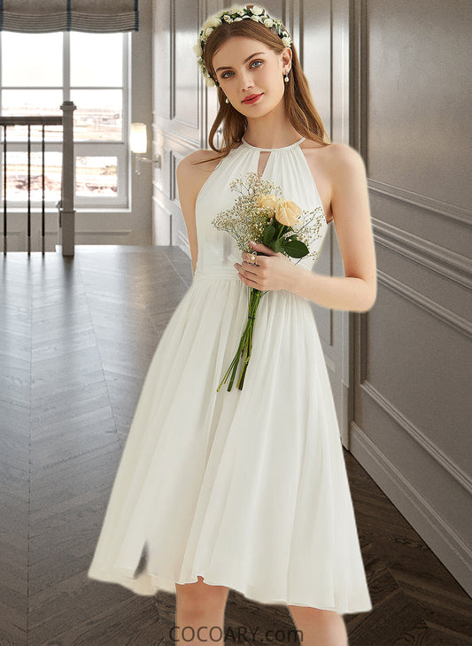 Heather A-Line Knee-Length Chiffon Wedding Dress DA8P0013778