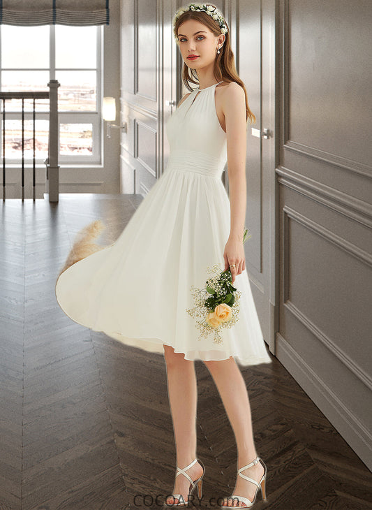 Heather A-Line Knee-Length Chiffon Wedding Dress DA8P0013778