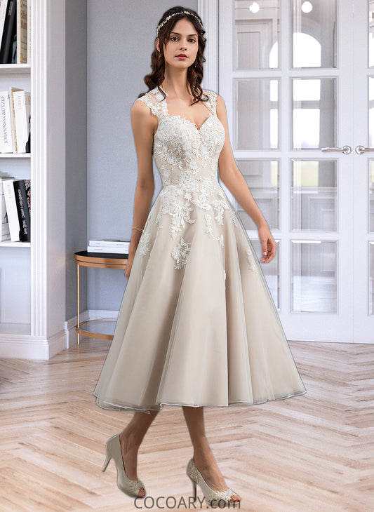 Ana Ball-Gown/Princess Sweetheart Tea-Length Tulle Wedding Dress With Sequins DA8P0013791