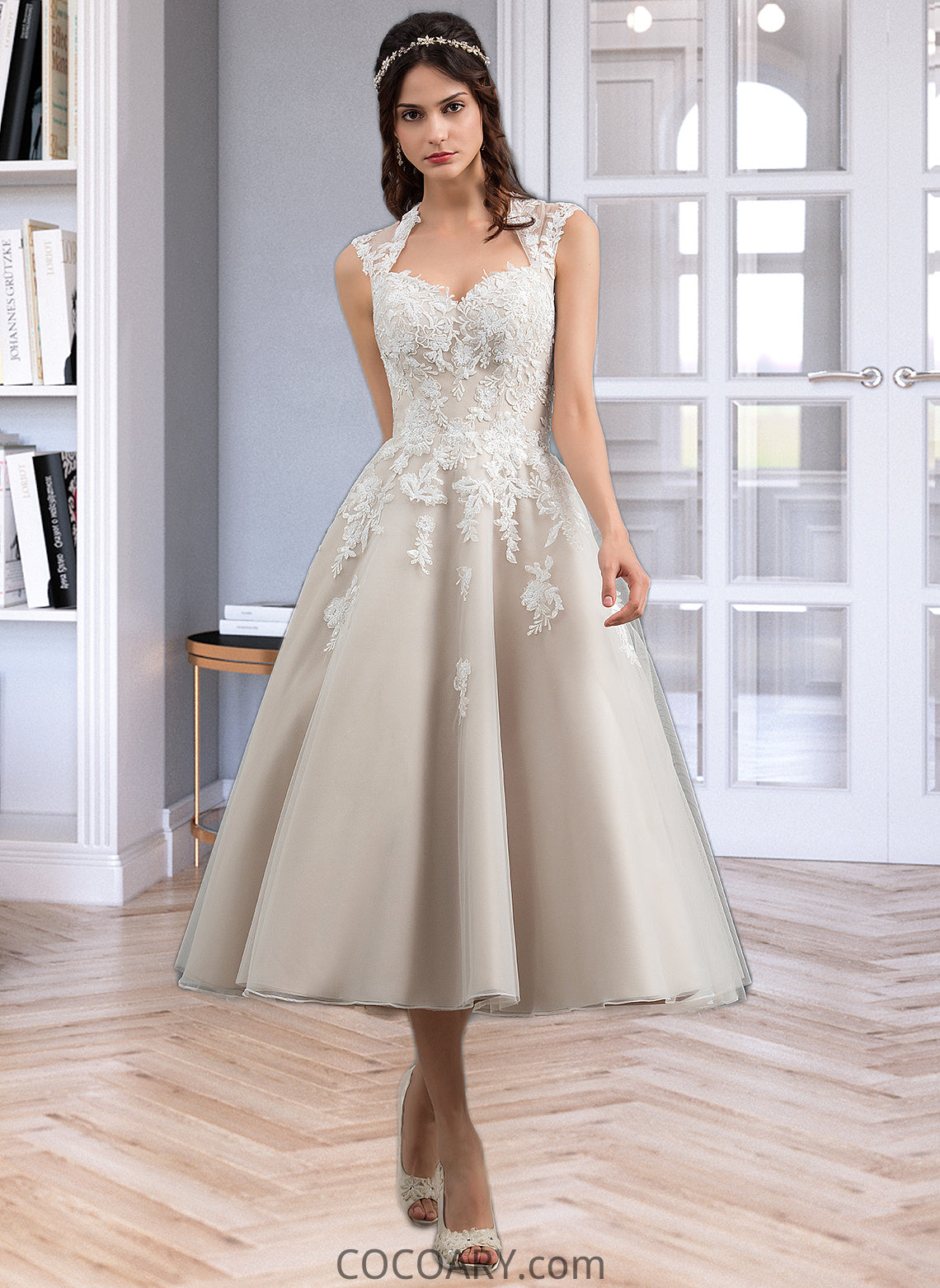 Ana Ball-Gown/Princess Sweetheart Tea-Length Tulle Wedding Dress With Sequins DA8P0013791