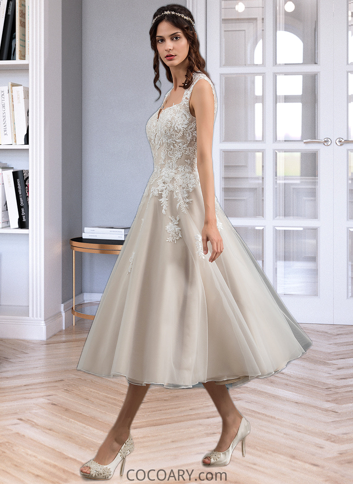 Ana Ball-Gown/Princess Sweetheart Tea-Length Tulle Wedding Dress With Sequins DA8P0013791