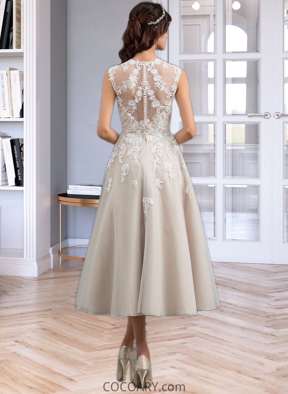 Ana Ball-Gown/Princess Sweetheart Tea-Length Tulle Wedding Dress With Sequins DA8P0013791