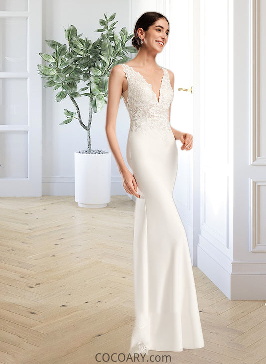 Irene Sheath/Column V-neck Court Train Wedding Dress With Sequins DA8P0013807