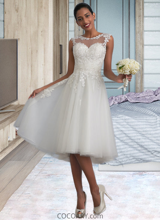 Destiny A-Line Illusion Asymmetrical Tulle Wedding Dress With Ruffle DA8P0013808