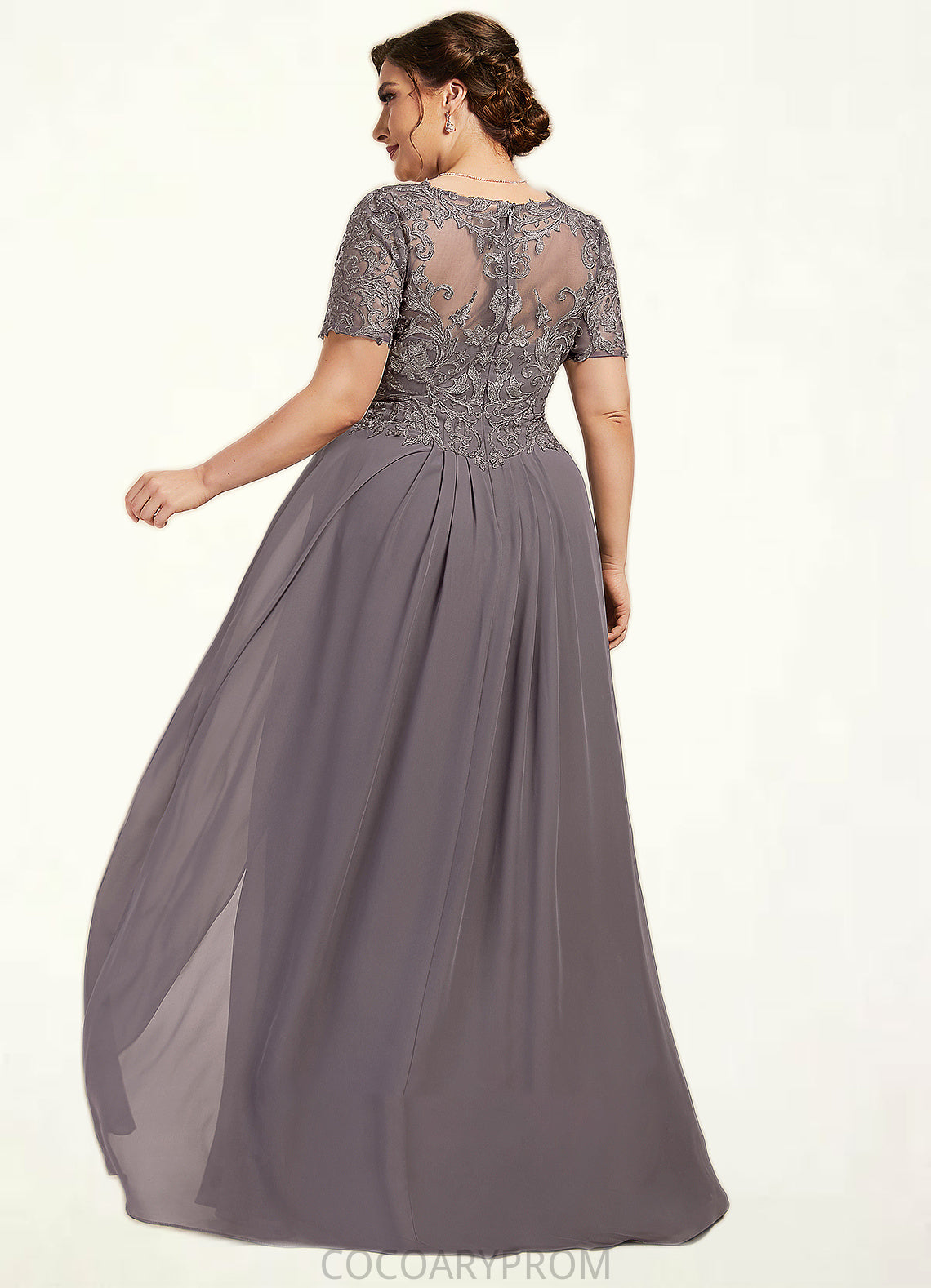 Paulina A-line V-Neck Floor-Length Chiffon Lace Mother of the Bride Dress DA8126P0014532