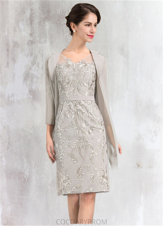 Liz Sheath/Column V-neck Knee-Length Lace Mother of the Bride Dress DA8126P0014570