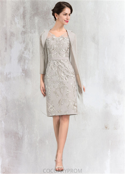 Liz Sheath/Column V-neck Knee-Length Lace Mother of the Bride Dress DA8126P0014570