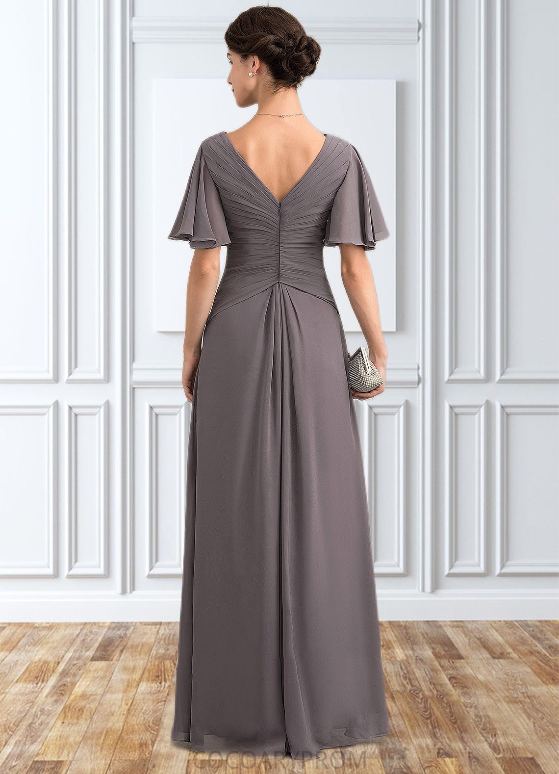 Annabella A-Line V-neck Floor-Length Chiffon Mother of the Bride Dress With Ruffle DA8126P0014581