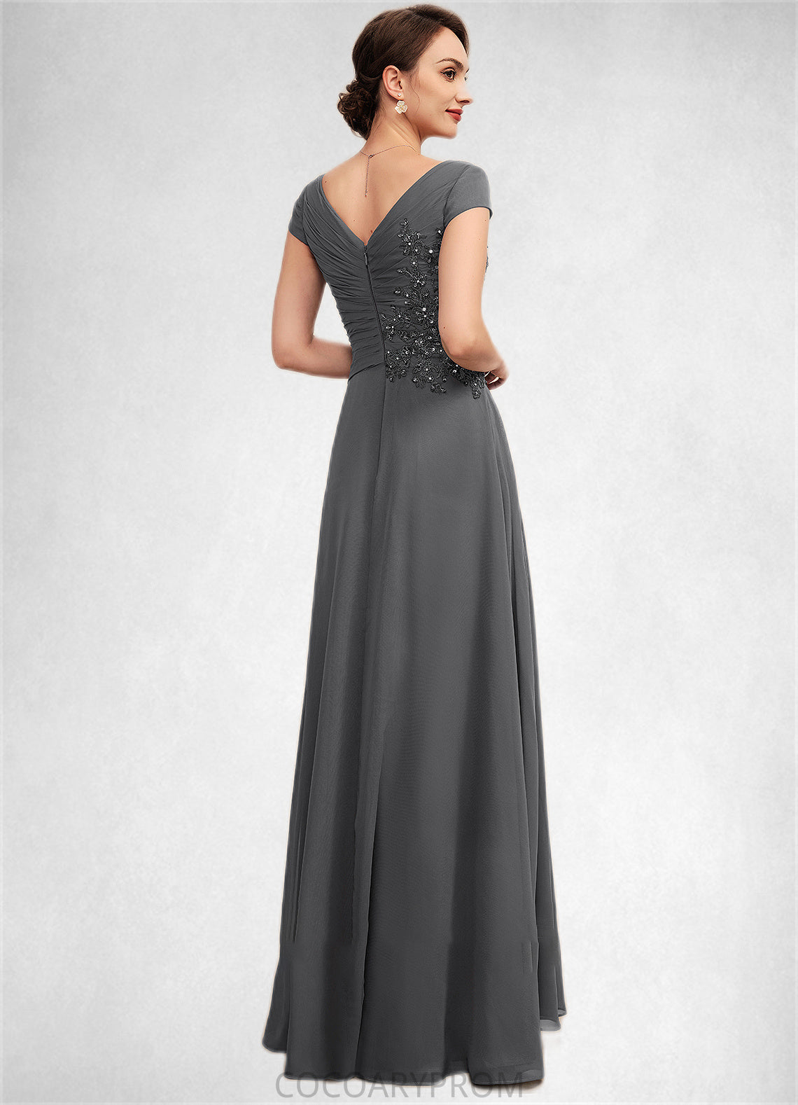 Naima A-Line V-neck Floor-Length Chiffon Mother of the Bride Dress With Ruffle Lace Beading Sequins DA8126P0014582