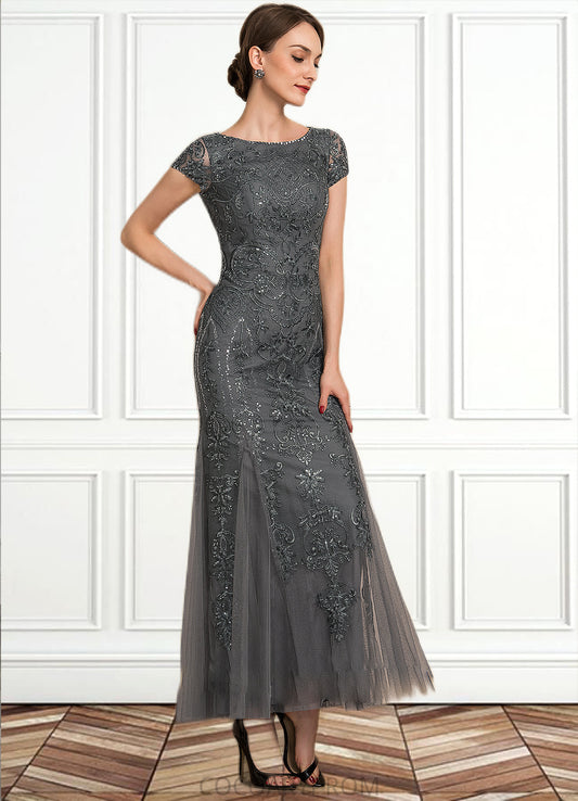 Jasmin Trumpet/Mermaid Scoop Neck Ankle-Length Tulle Lace Sequined Mother of the Bride Dress With Beading Sequins DA8126P0014602