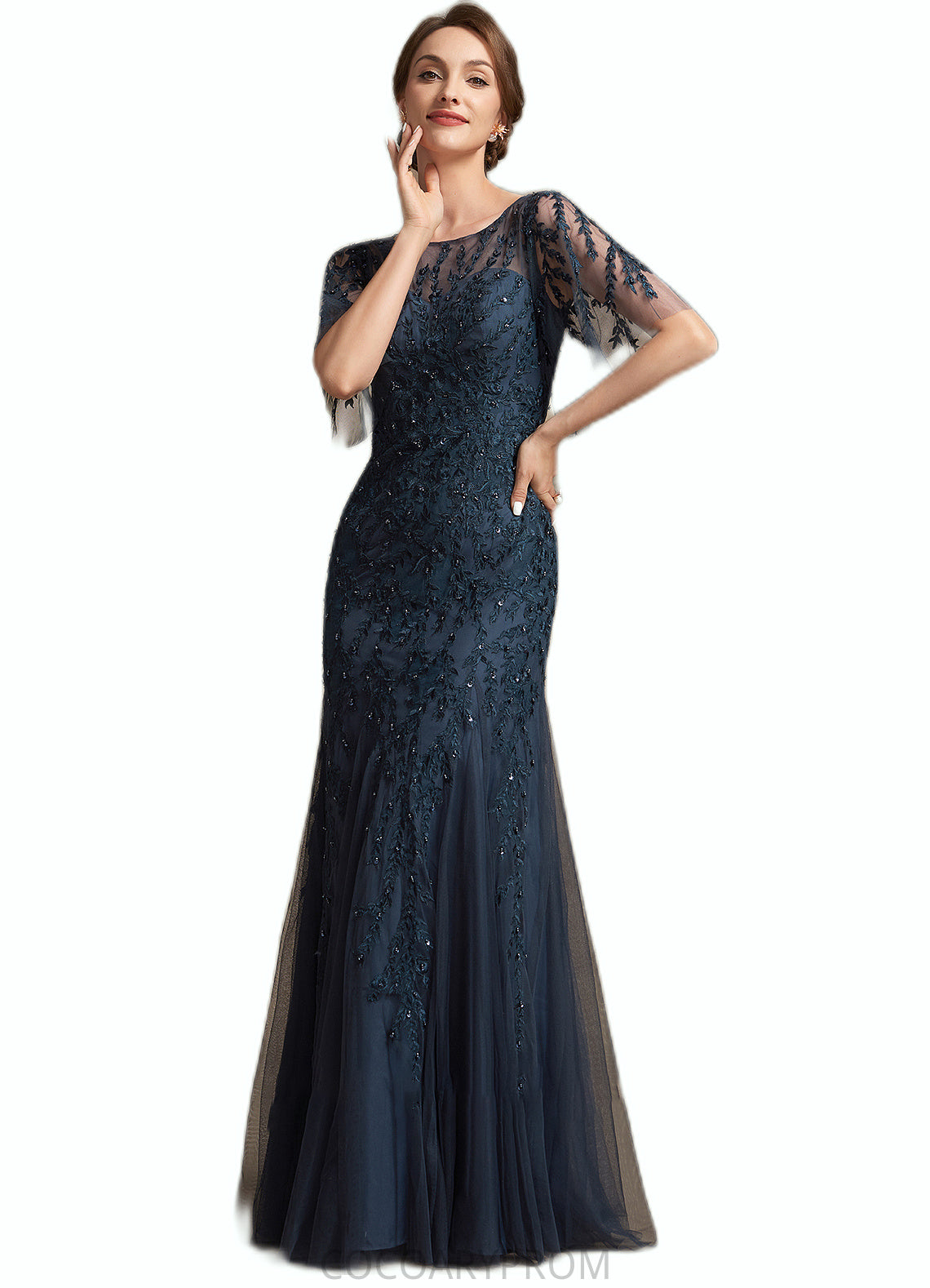 Seraphina Trumpet/Mermaid Scoop Neck Floor-Length Tulle Lace Mother of the Bride Dress With Sequins DA8126P0014625