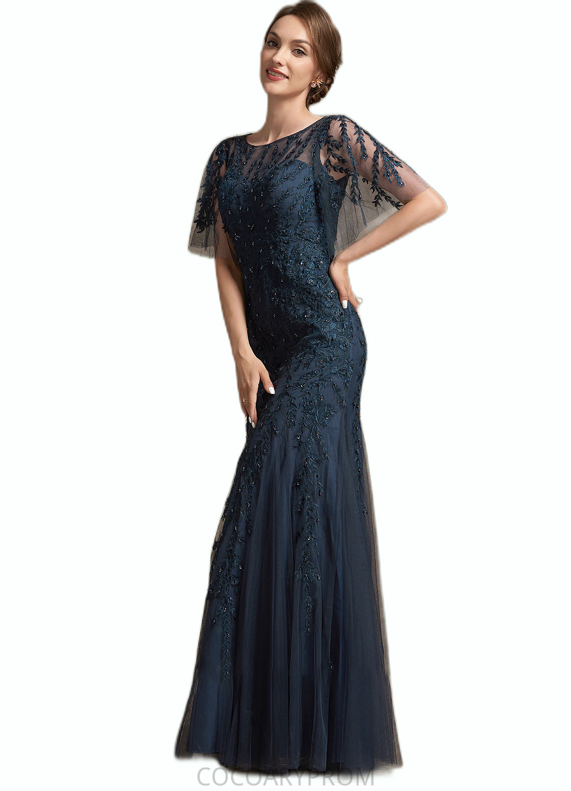 Seraphina Trumpet/Mermaid Scoop Neck Floor-Length Tulle Lace Mother of the Bride Dress With Sequins DA8126P0014625