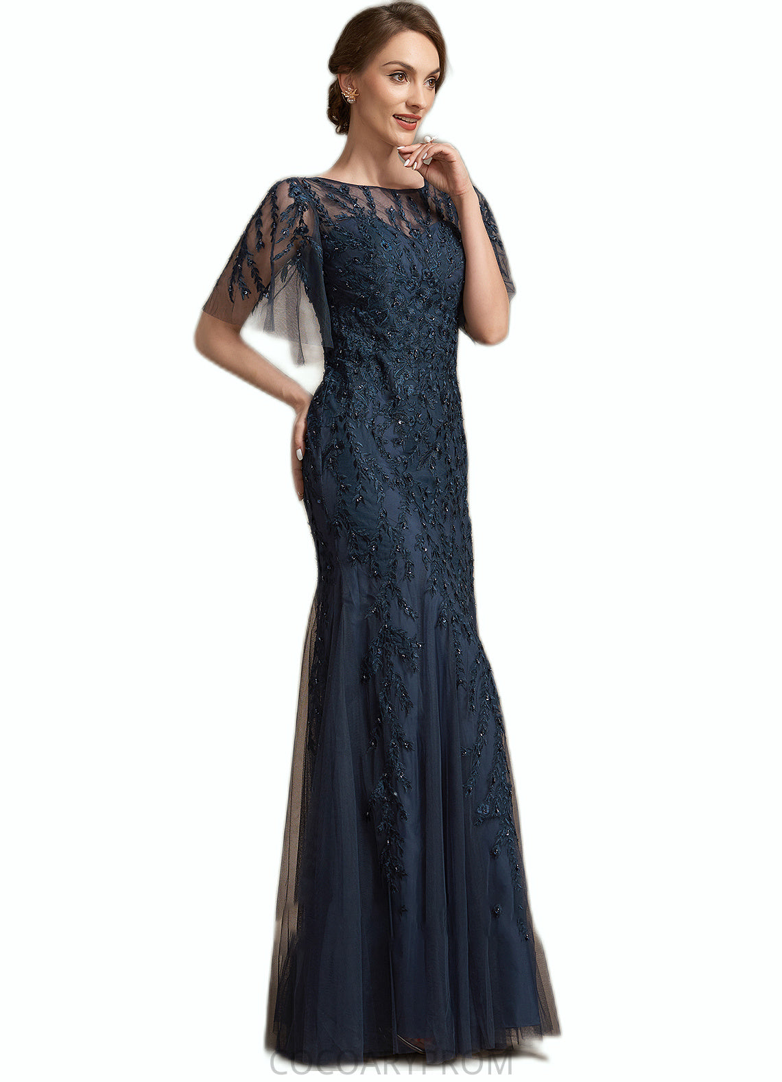 Seraphina Trumpet/Mermaid Scoop Neck Floor-Length Tulle Lace Mother of the Bride Dress With Sequins DA8126P0014625