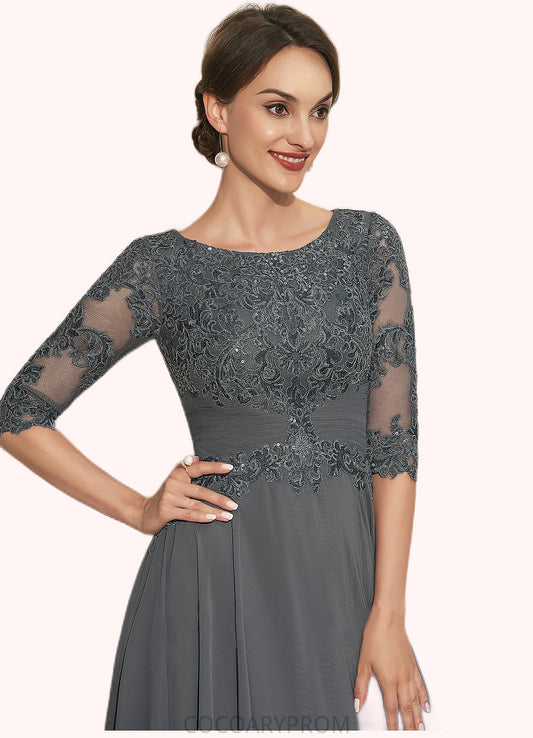 Sarai A-Line Scoop Neck Tea-Length Chiffon Lace Mother of the Bride Dress With Sequins DA8126P0014642