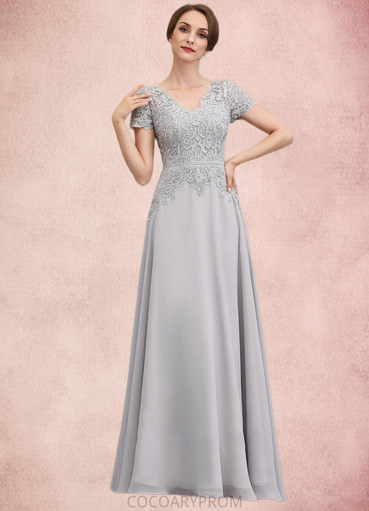 Margery A-line V-Neck Floor-Length Chiffon Lace Mother of the Bride Dress With Sequins DA8126P0014658