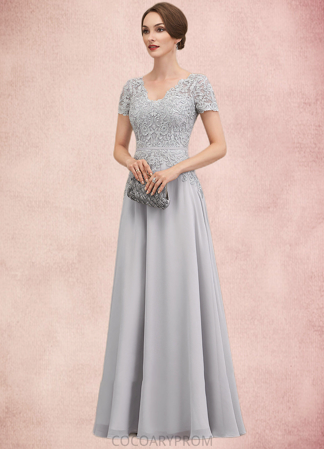 Margery A-line V-Neck Floor-Length Chiffon Lace Mother of the Bride Dress With Sequins DA8126P0014658