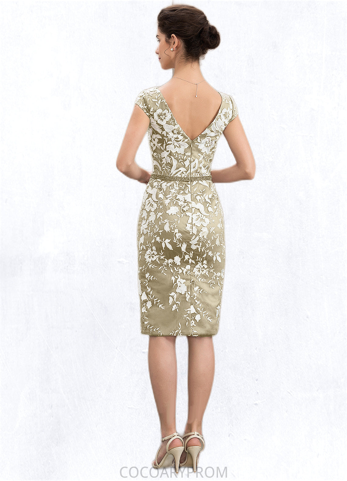 Jemima Sheath/Column V-neck Knee-Length Lace Mother of the Bride Dress With Beading Sequins DA8126P0014668