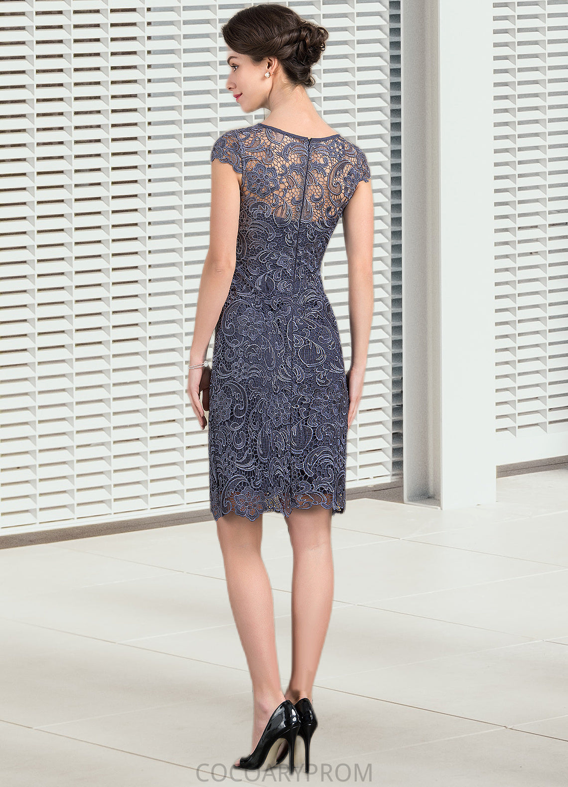 Adalyn Sheath/Column Scoop Neck Knee-Length Lace Mother of the Bride Dress DA8126P0014691