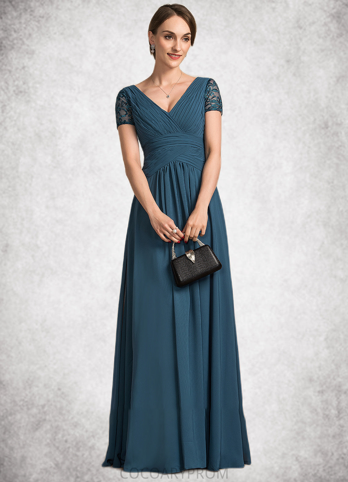 Camryn A-Line V-neck Floor-Length Chiffon Mother of the Bride Dress With Lace DA8126P0014713