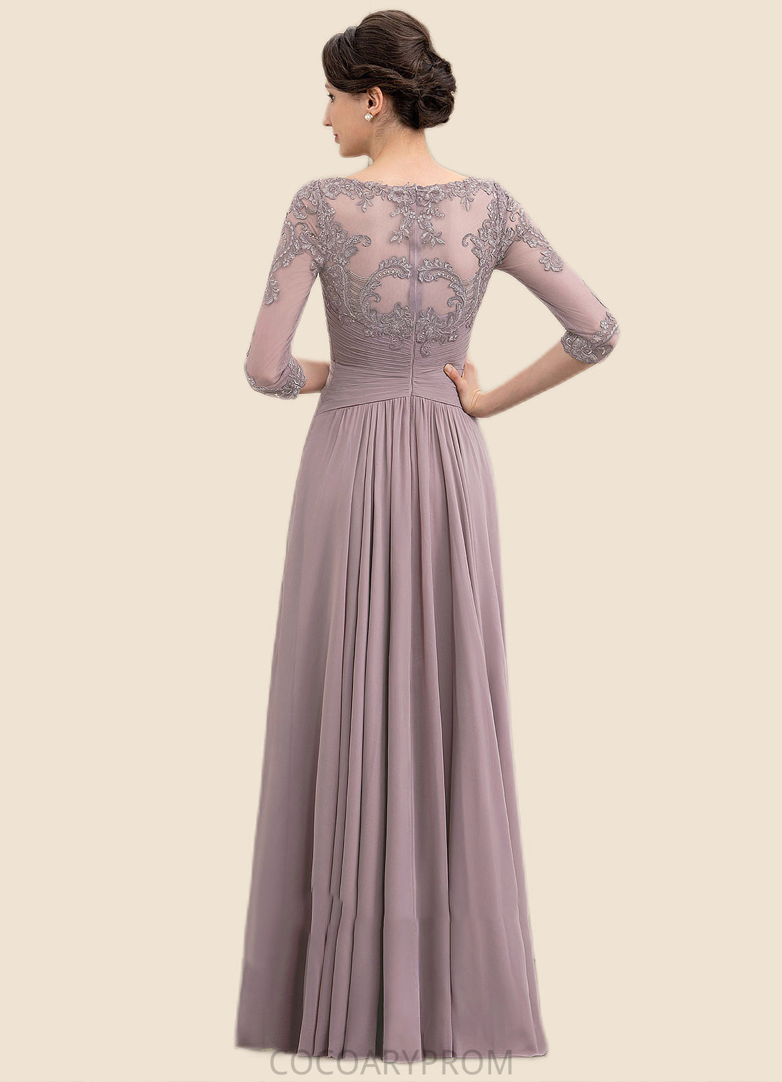 Milagros A-Line V-neck Asymmetrical Chiffon Lace Mother of the Bride Dress With Sequins DA8126P0014728