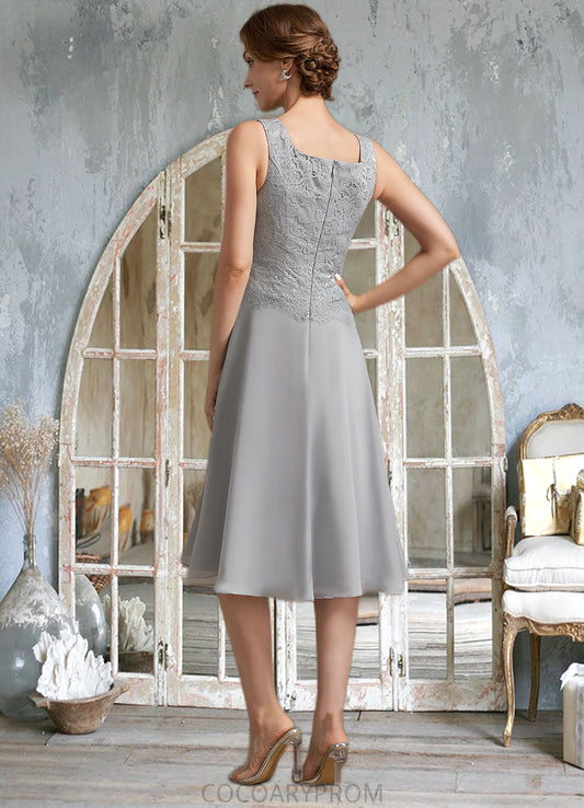 Carmen A-Line Square Neckline Knee-Length Chiffon Lace Mother of the Bride Dress DA8126P0014759