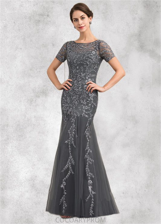 Sandy Trumpet/Mermaid Scoop Neck Floor-Length Tulle Lace Mother of the Bride Dress With Beading Sequins DA8126P0014767