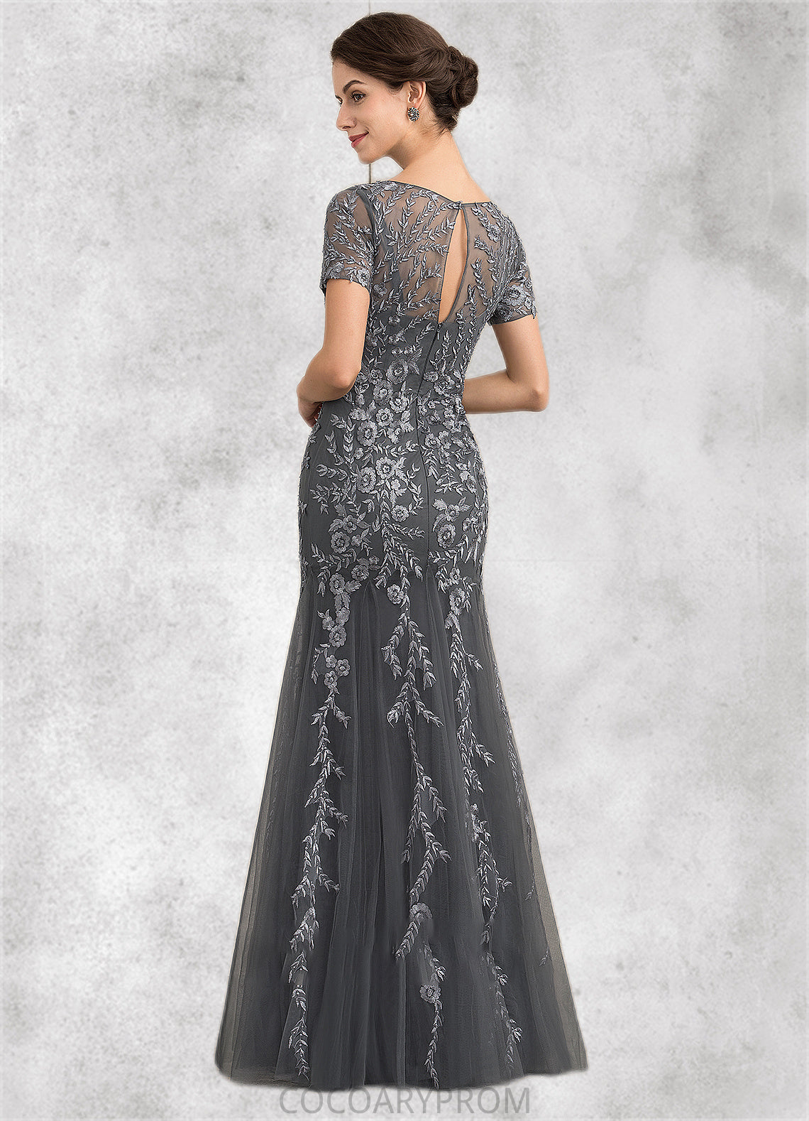 Sandy Trumpet/Mermaid Scoop Neck Floor-Length Tulle Lace Mother of the Bride Dress With Beading Sequins DA8126P0014767