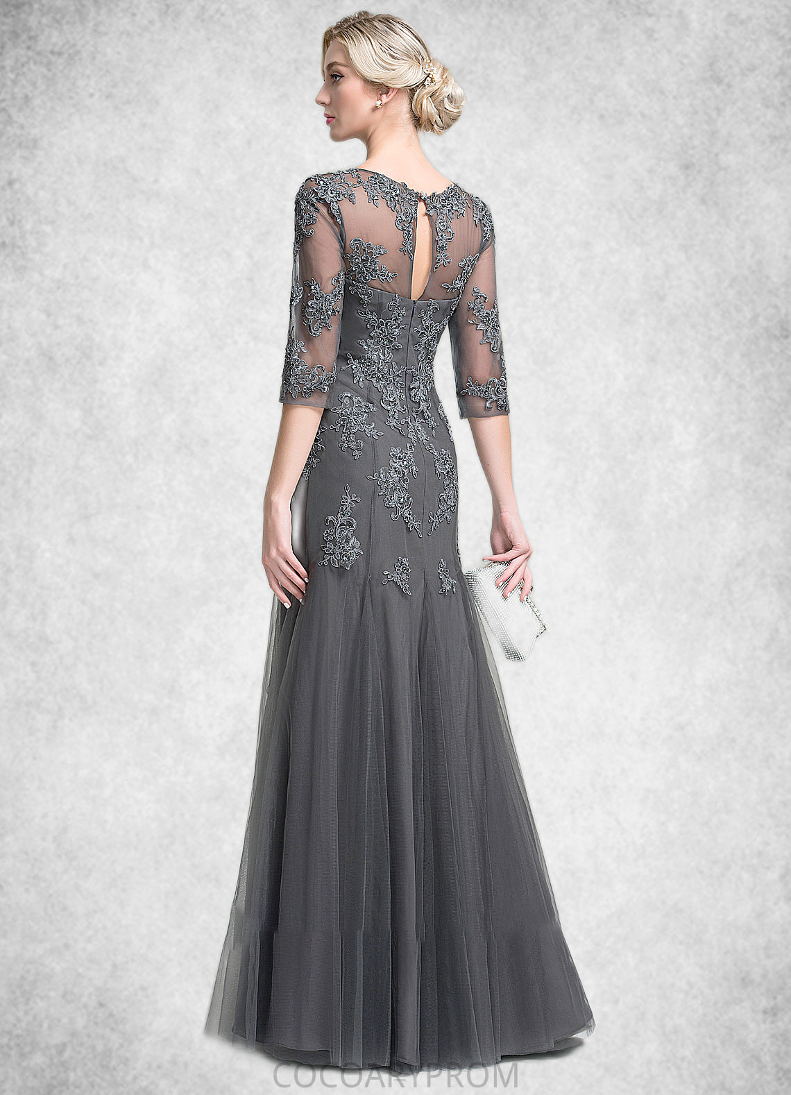 Taylor A-Line/Princess Scoop Neck Floor-Length Tulle Mother of the Bride Dress With Beading Sequins DA8126P0014782