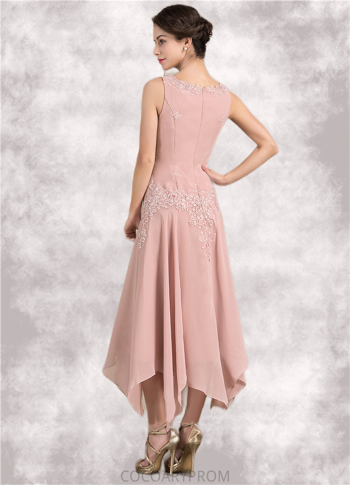 Lila A-Line V-neck Ankle-Length Chiffon Mother of the Bride Dress With Appliques Lace Sequins DA8126P0014855