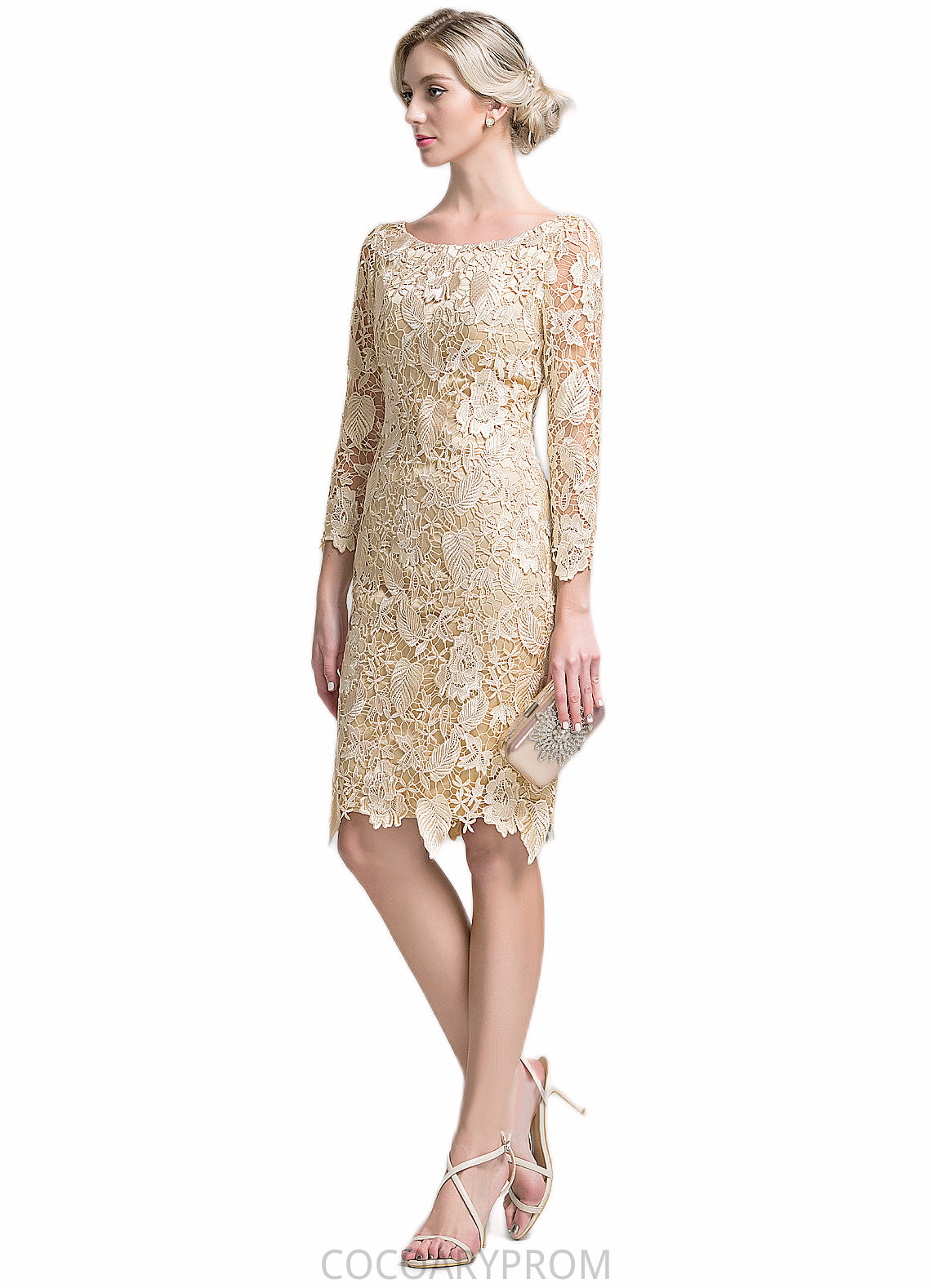 Skylar Sheath/Column Scoop Neck Knee-Length Lace Mother of the Bride Dress DA8126P0014865