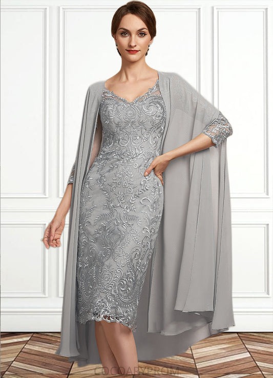 Peggie Sheath/Column V-neck Knee-Length Lace Mother of the Bride Dress DA8126P0014931