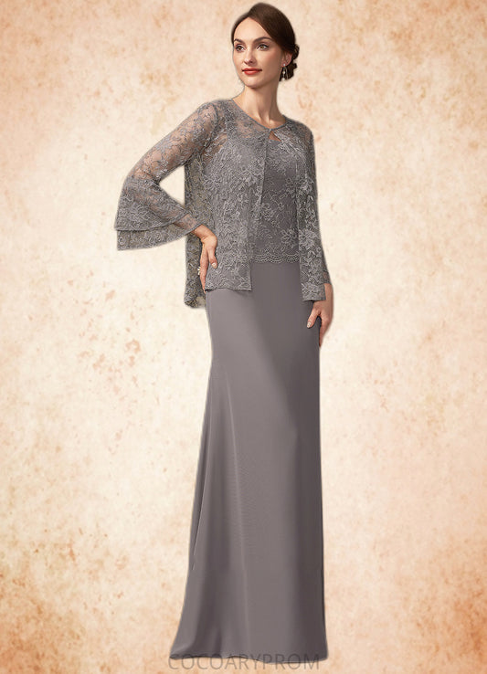 Autumn Sheath/Column Square Neckline Floor-Length Chiffon Lace Mother of the Bride Dress DA8126P0014936