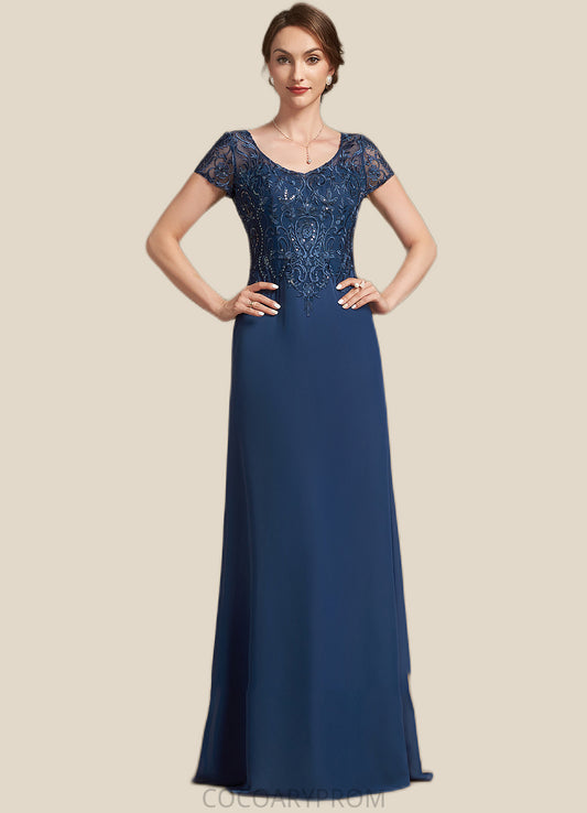 Victoria A-Line V-neck Floor-Length Chiffon Lace Mother of the Bride Dress With Sequins DA8126P0014938